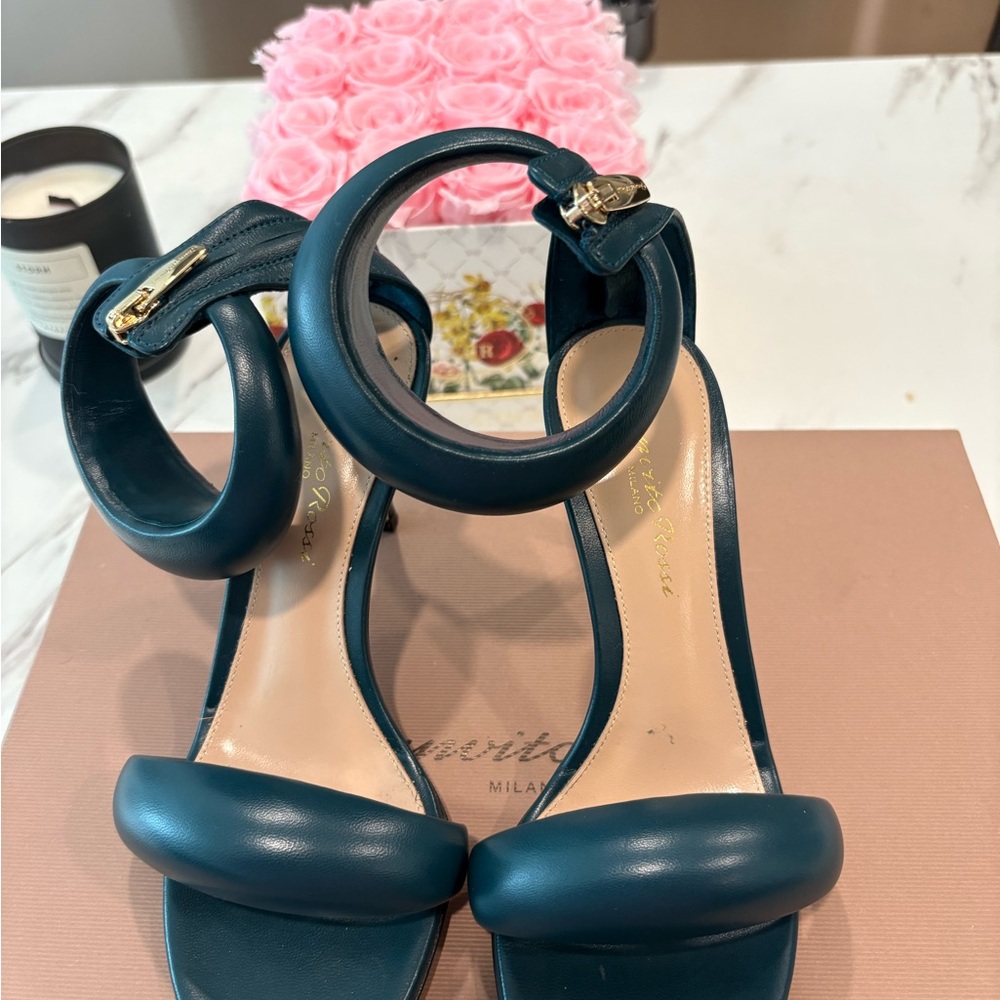 Gianvito Rossi Dark Teal Leather Heels